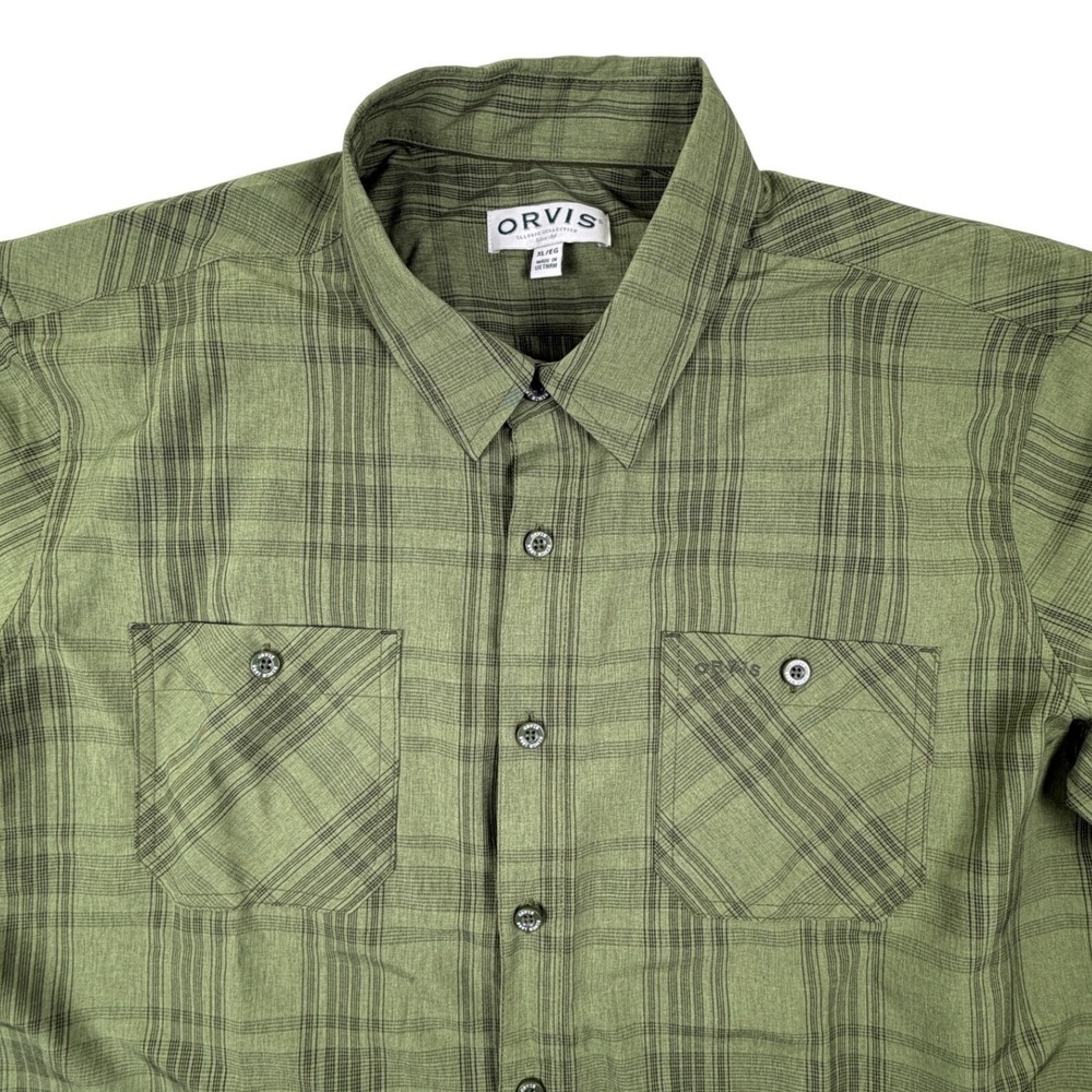 Orvis‎ Classic Collection Mens XL Green Plaid Short Sleeve Button Down Shirt